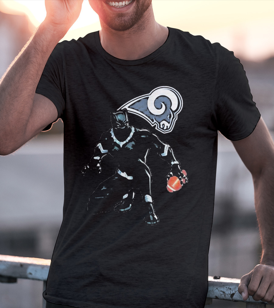 Black Panther Rams Football Crossover Los Angeles Rams T-Shirt