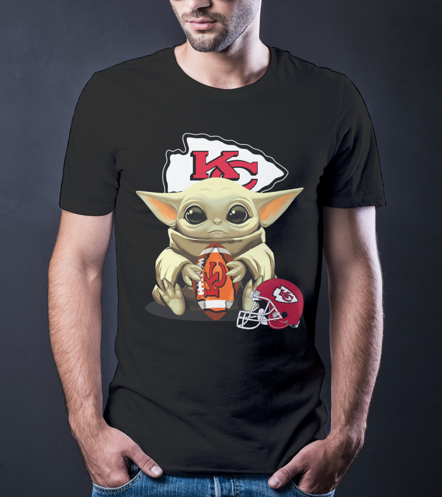Baby Yoda Kansas City Chiefs Football Helmet T-Shirt