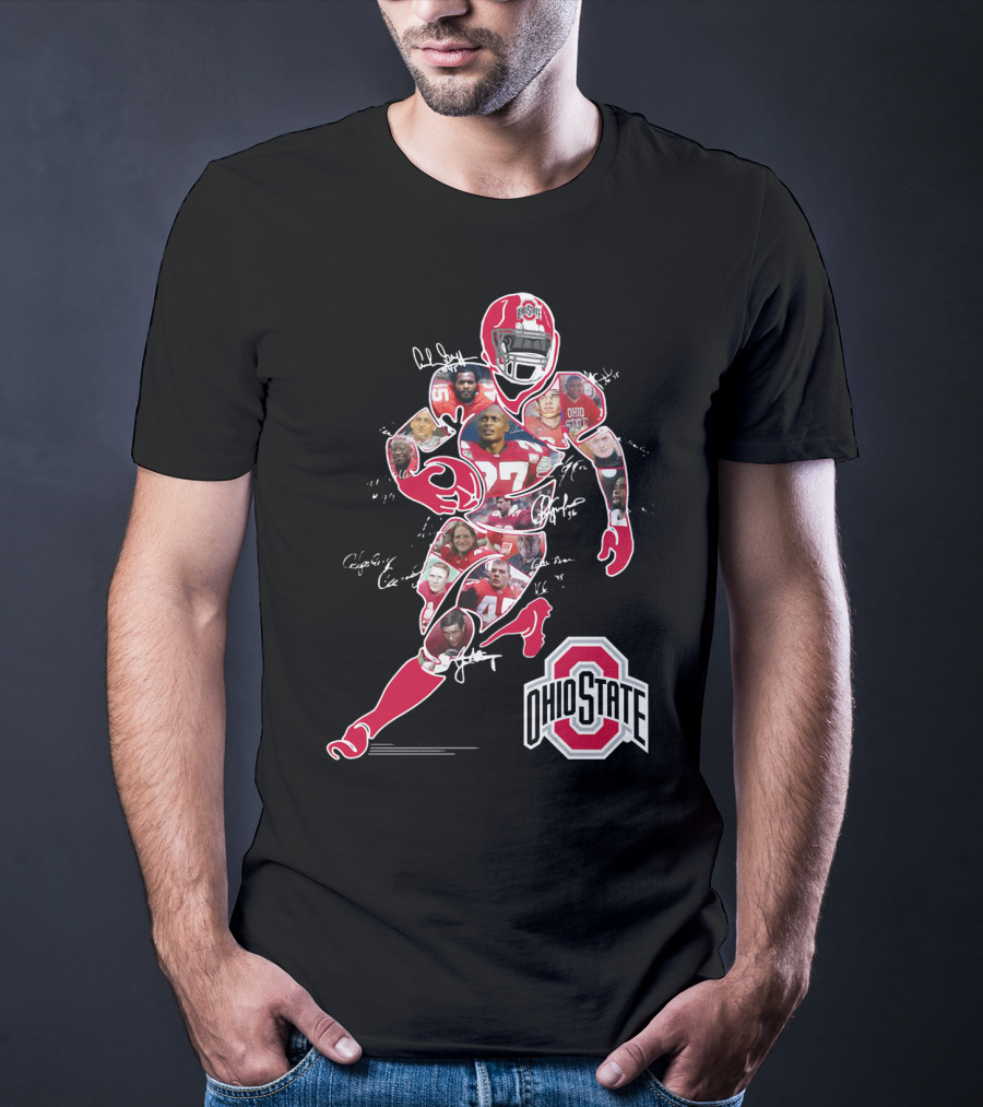 Ohio State Buckeyes Football Collage With Player And Helmet T-Shirt