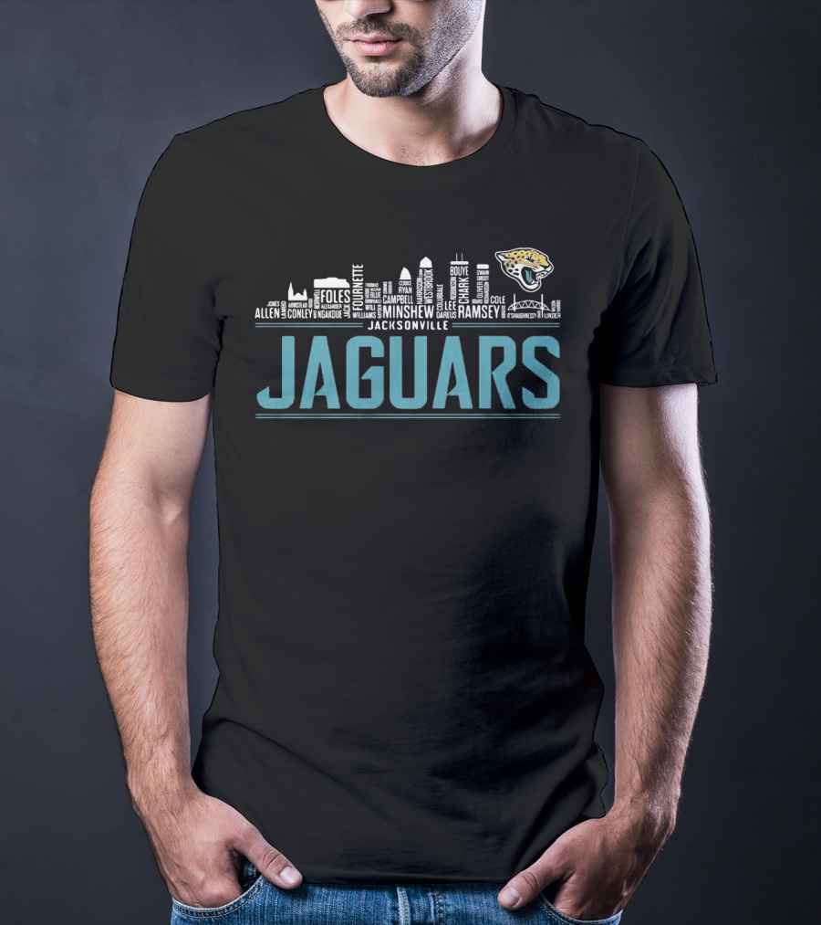 Jacksonville Jaguars City Skyline Nfl Football Names T-Shirt