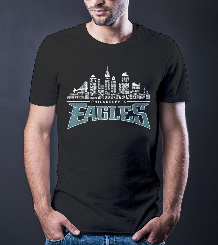 Philadelphia Eagles Skyline Player Names Team Spirit T-Shirt