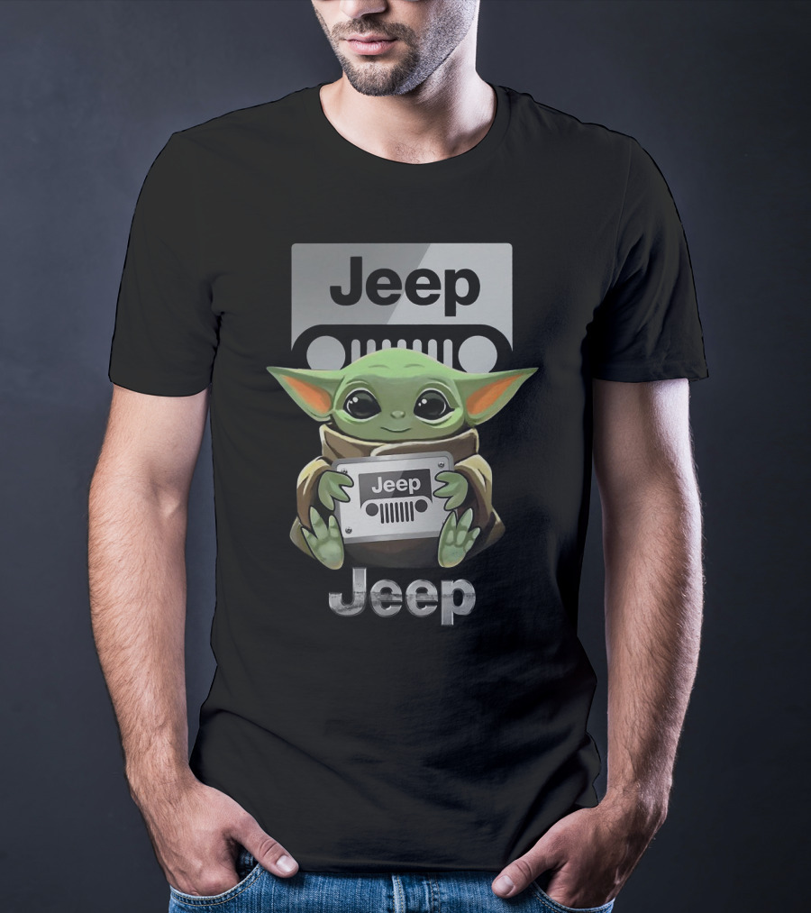 Baby Yoda Jeep Hugging Emblem T-Shirt
