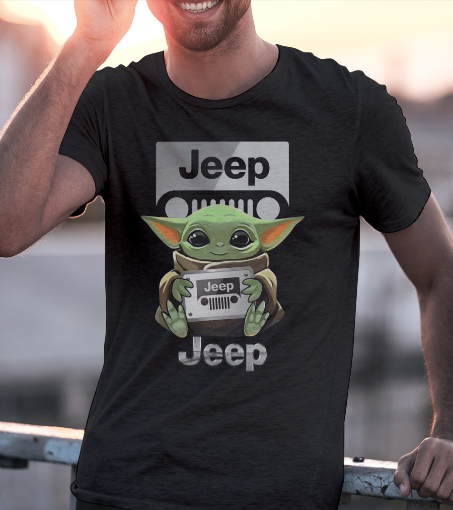 Baby Yoda Jeep Hugging Emblem T-Shirt