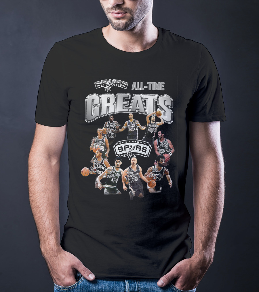 Spurs All-Time Greats San Antonio Spurs Robinson Parker Duncan Ginobili Bowen Johnson Elliott Gervin Lucas T-Shirt