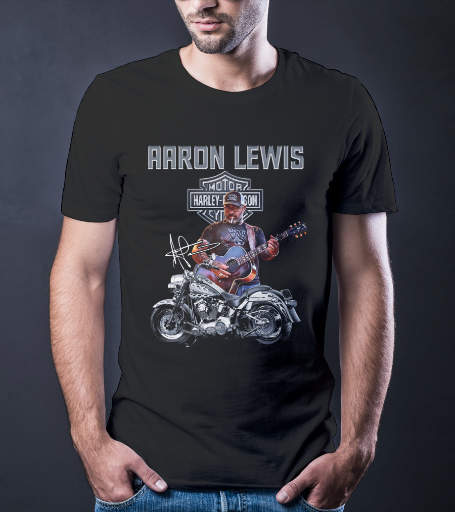 Aaron Lewis Harley Davidson Motorcycle And Guitar T-Shirt