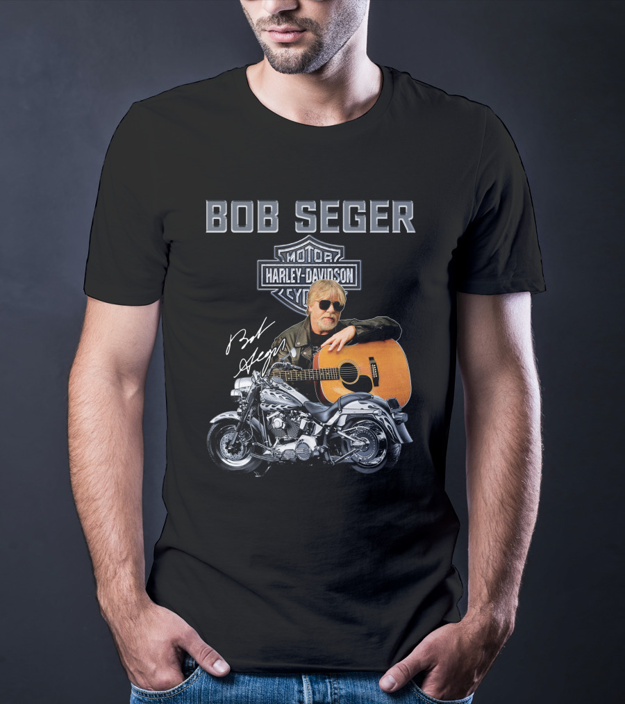 Bob Seger Harley Davidson Motorcycle Guitar Signature T-Shirt