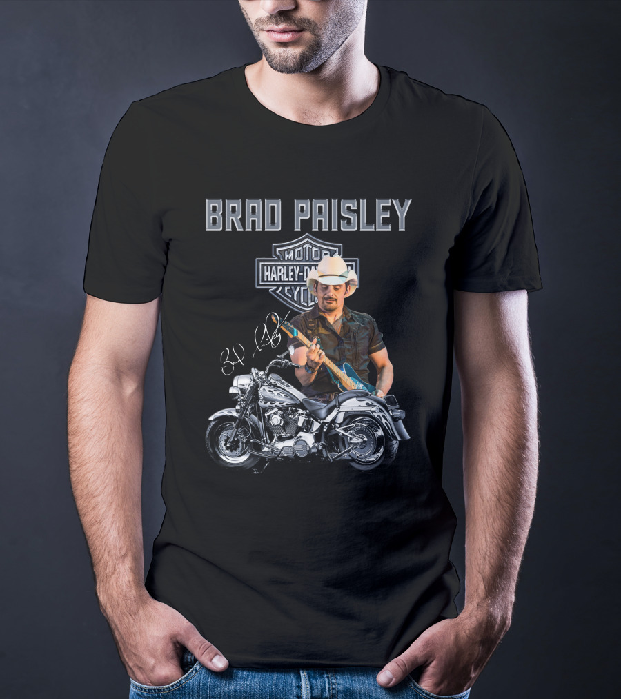 Brad Paisley Harley Davidson Motorcycle Guitar T-Shirt