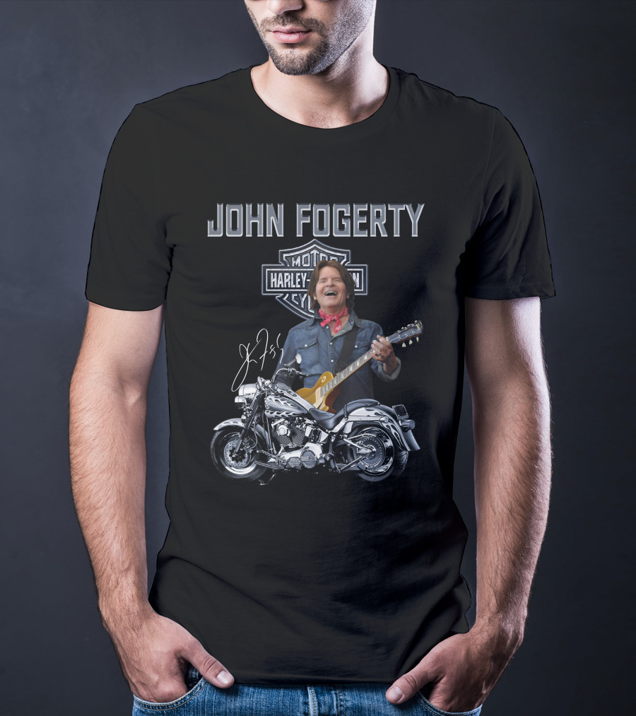 John Fogerty Harley Davidson Motorcycle Guitar Legend T-Shirt