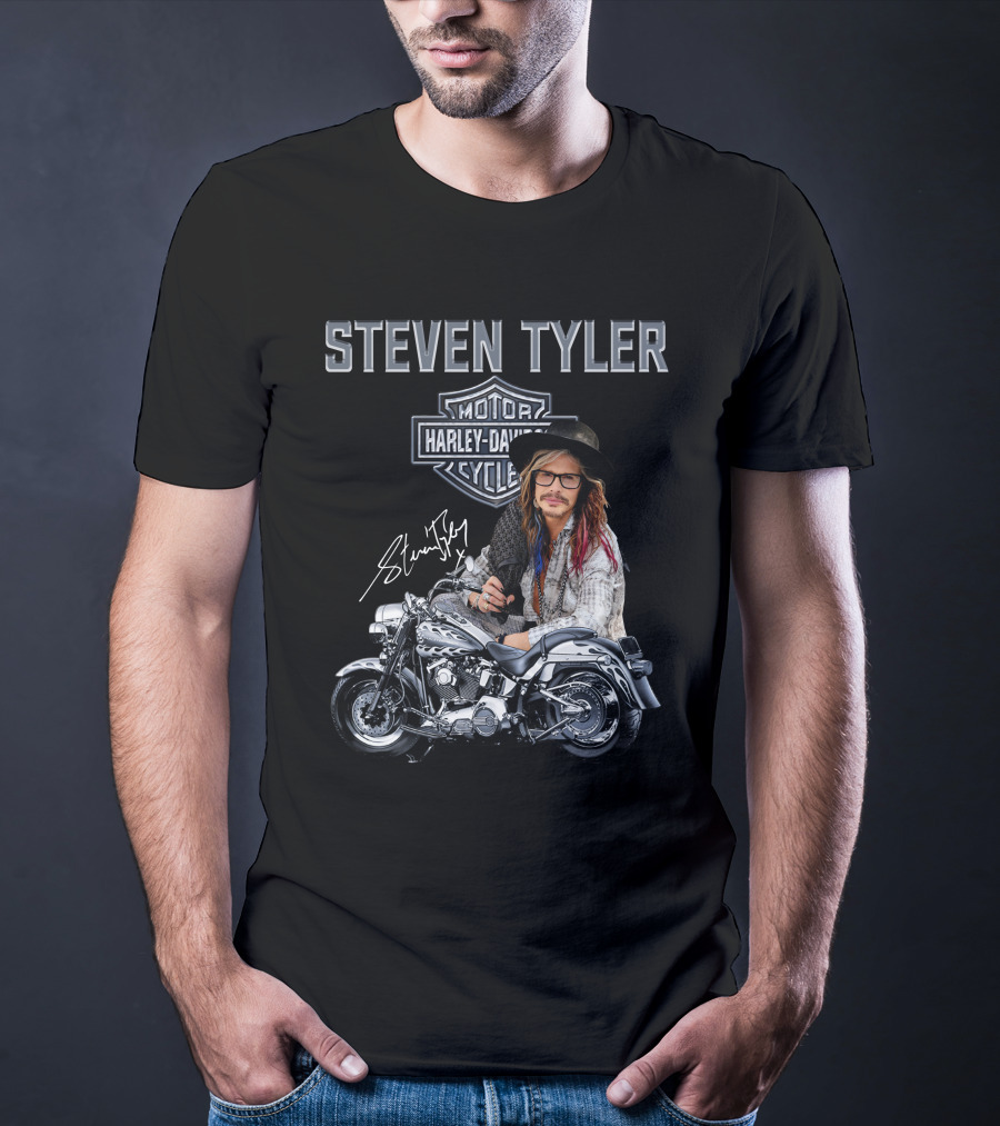 Steven Tyler Harley Davidson Motorcycles Signature T-Shirt