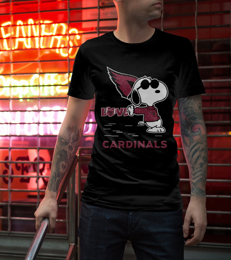 Snoopy Love Cardinals Arizona NFL Football Fandom T-Shirt