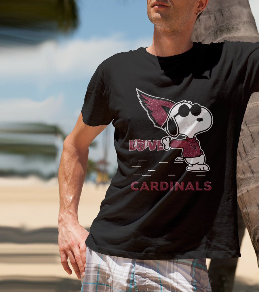 Snoopy Love Cardinals Arizona NFL Football Fandom T-Shirt