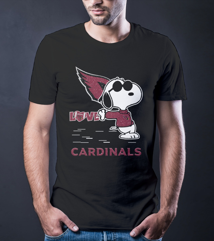 Snoopy Love Cardinals Arizona NFL Football Fandom T-Shirt
