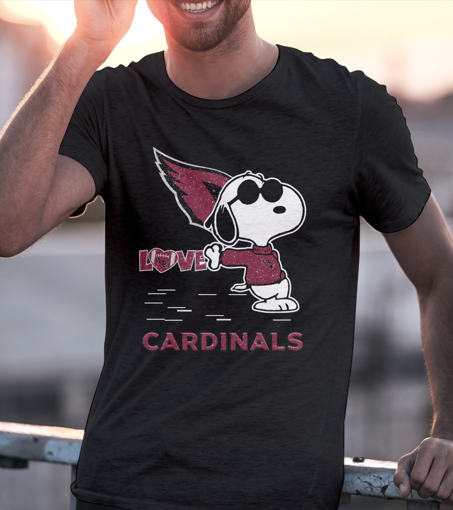 Snoopy Love Cardinals Arizona NFL Football Fandom T-Shirt