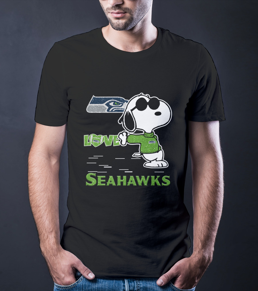 Snoopy Love Seahawks Seattle Football Iconic Peanuts Fandom T-Shirt