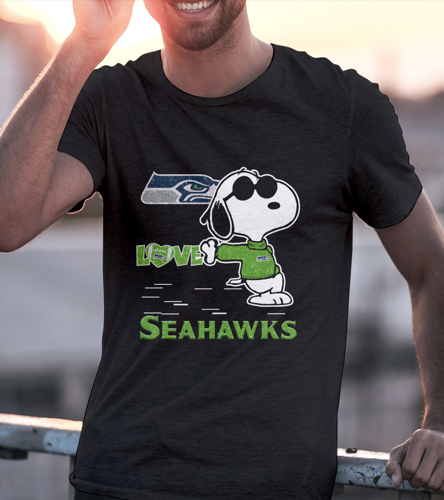 Snoopy Love Seahawks Seattle Football Iconic Peanuts Fandom T-Shirt