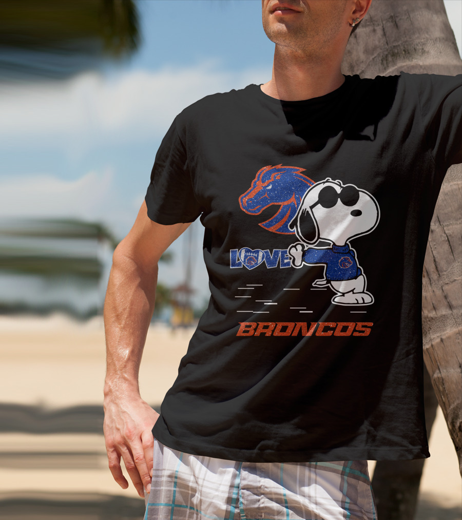 Snoopy Love Boise State Broncos Football Mascot T-Shirt