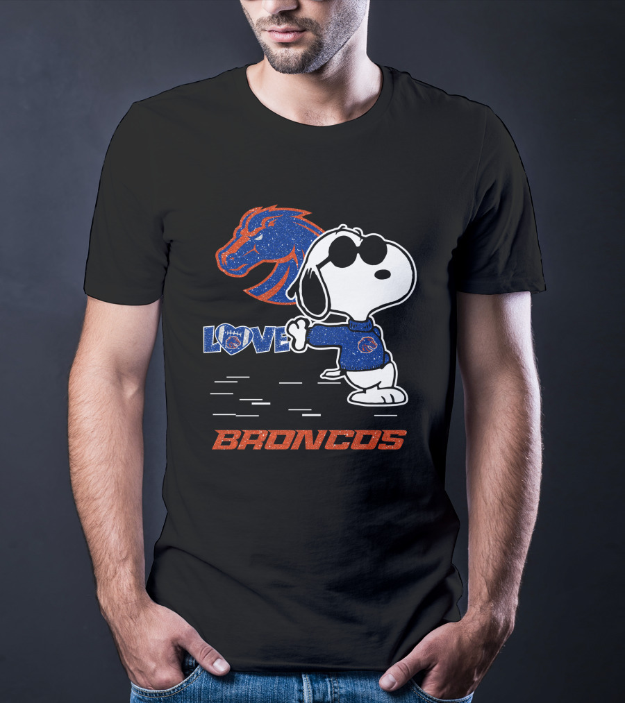 Snoopy Love Boise State Broncos Football Mascot T-Shirt