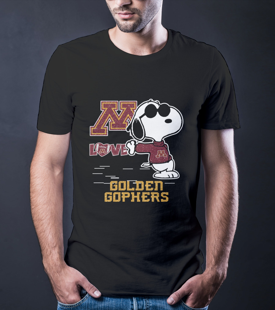 Snoopy Love University Of Minnesota Golden Gophers Football T-Shirt