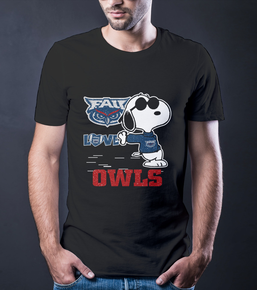 Snoopy Love FAU Owls Football T-Shirt