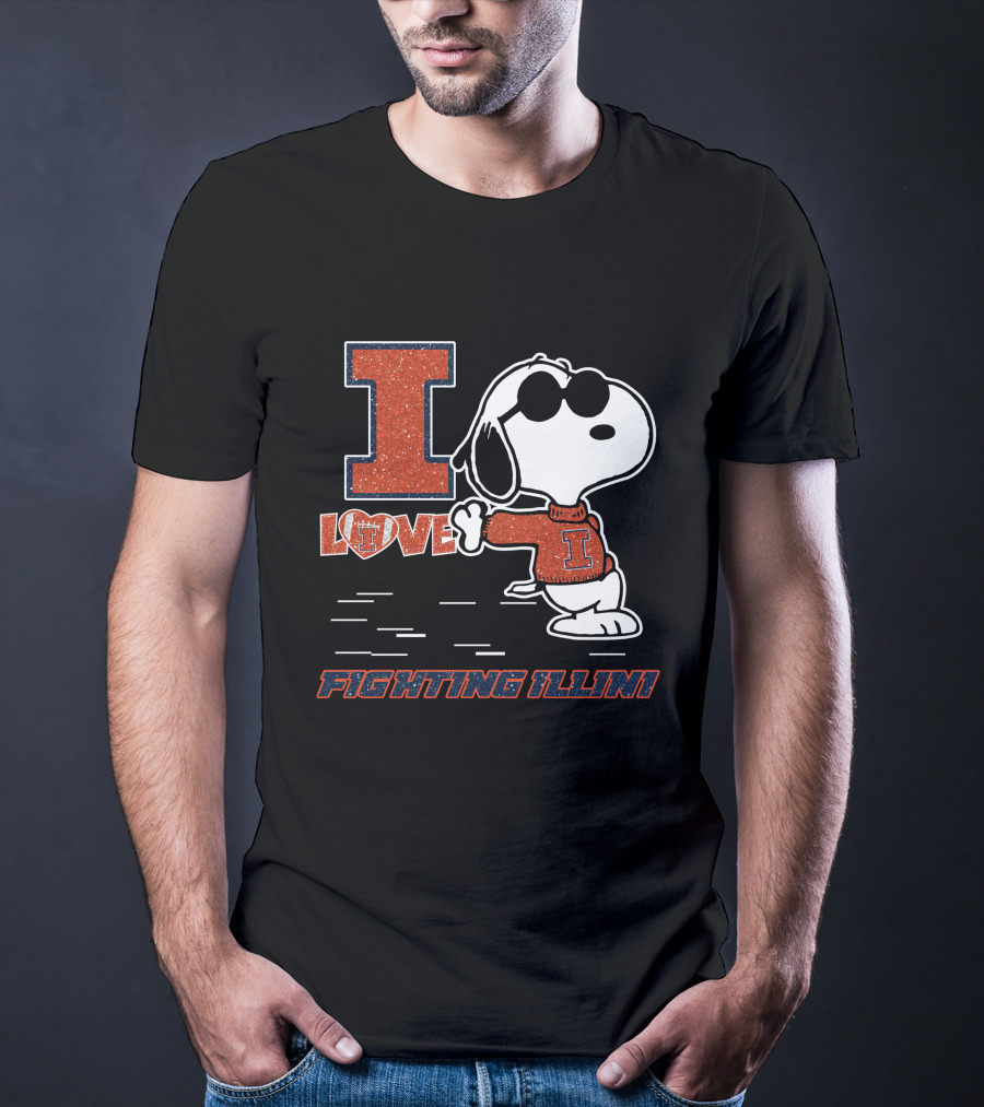 I Love Snoopy Illinois Fighting Illini T-Shirt