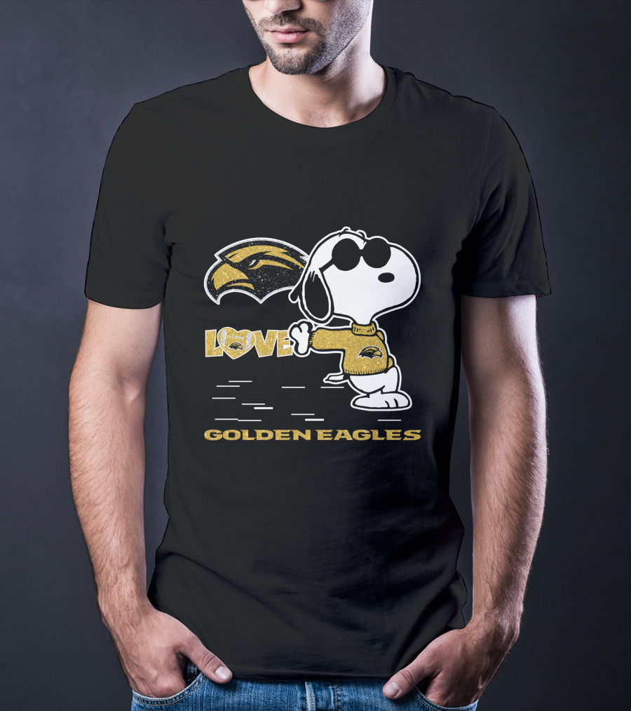 Snoopy Love Southern Miss Golden Eagles Heart T-Shirt