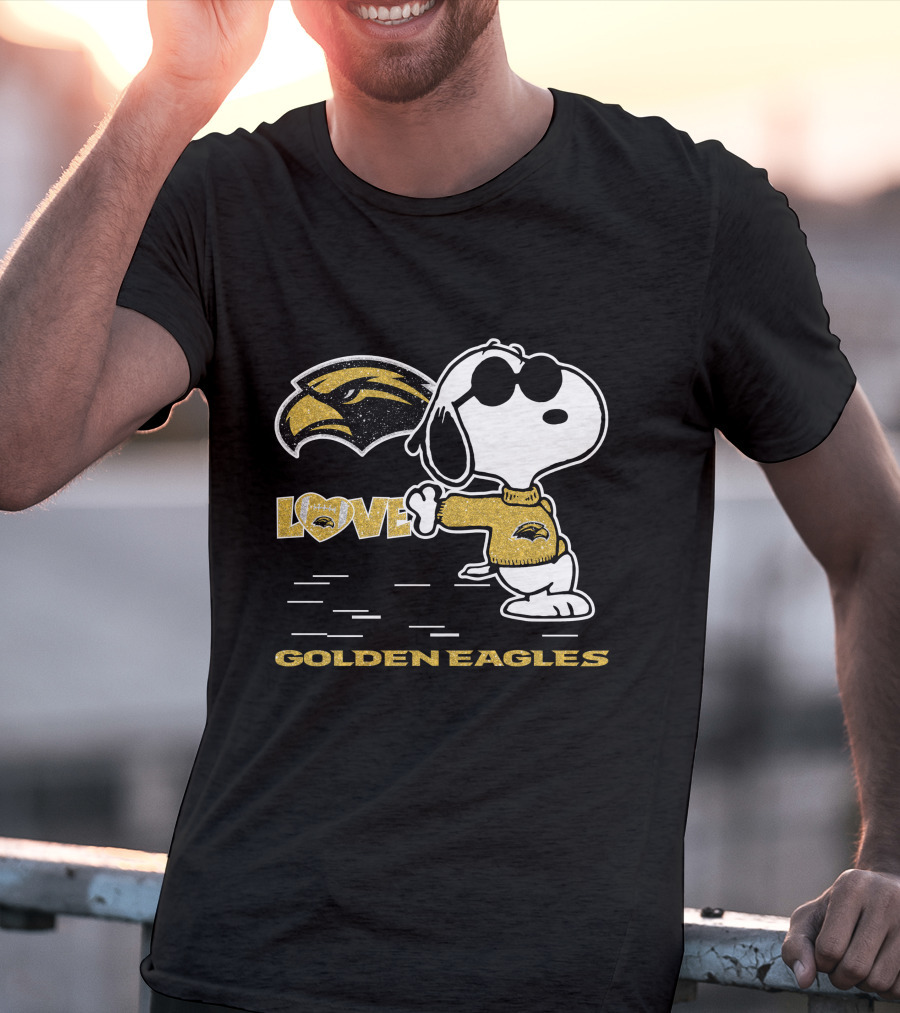 Snoopy Love Southern Miss Golden Eagles Heart T-Shirt