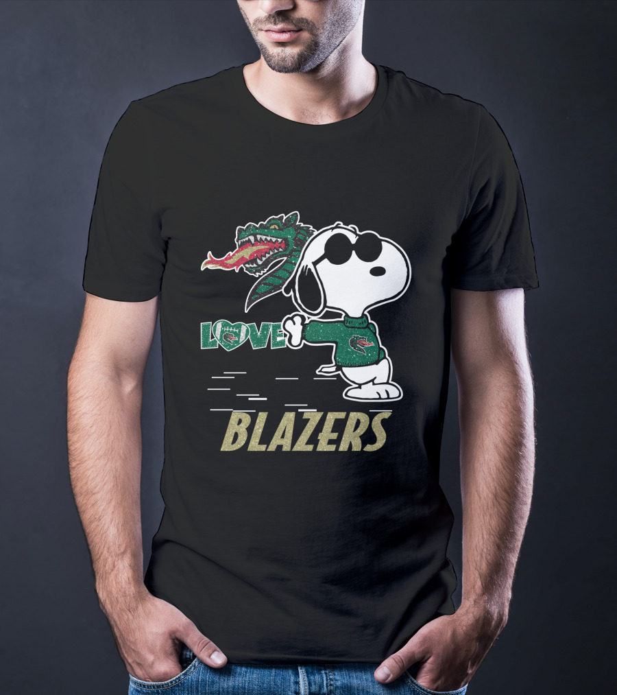 Snoopy Love UAB Blazers Peanuts Football Green Dragon T-Shirt