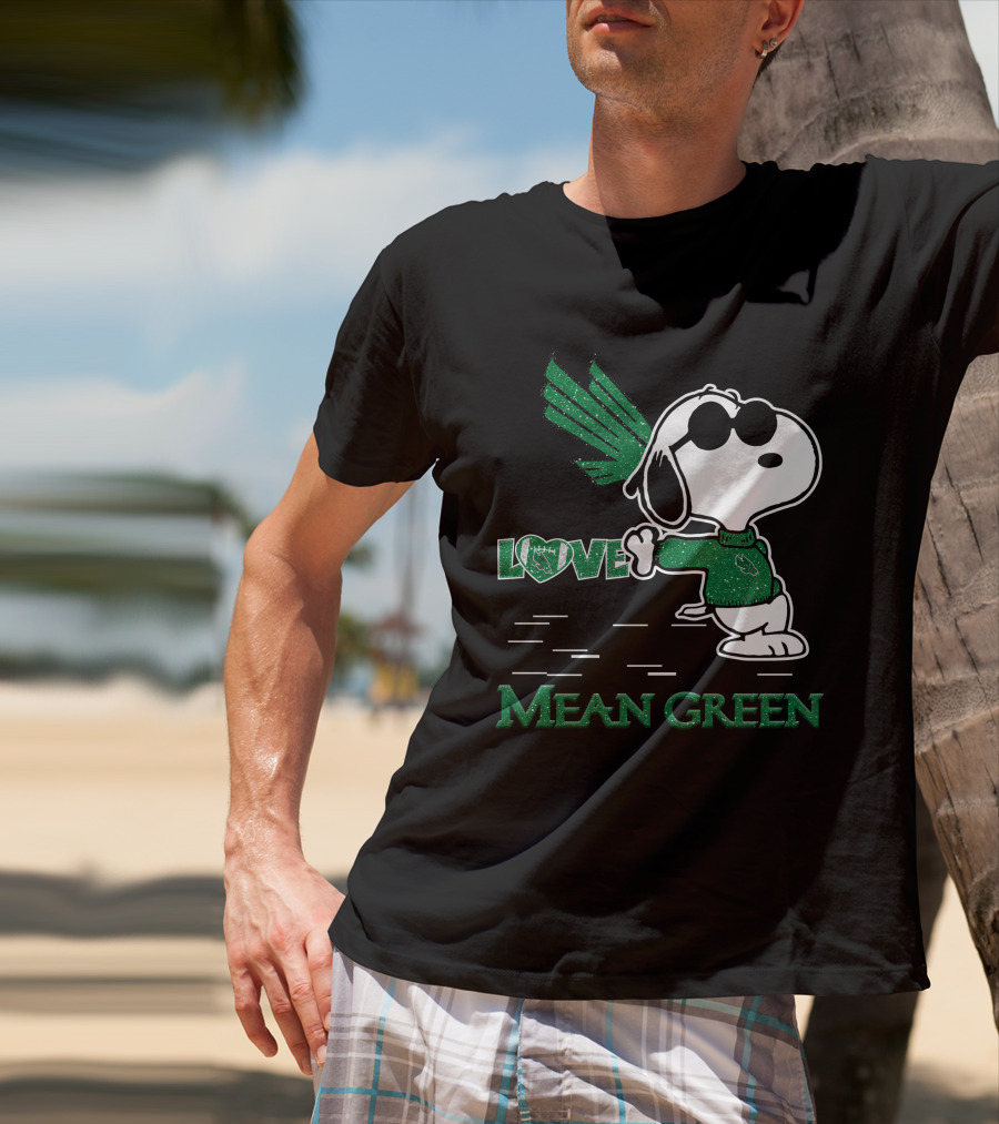 Snoopy Heart Love North Texas Mean Green Peanuts T-Shirt