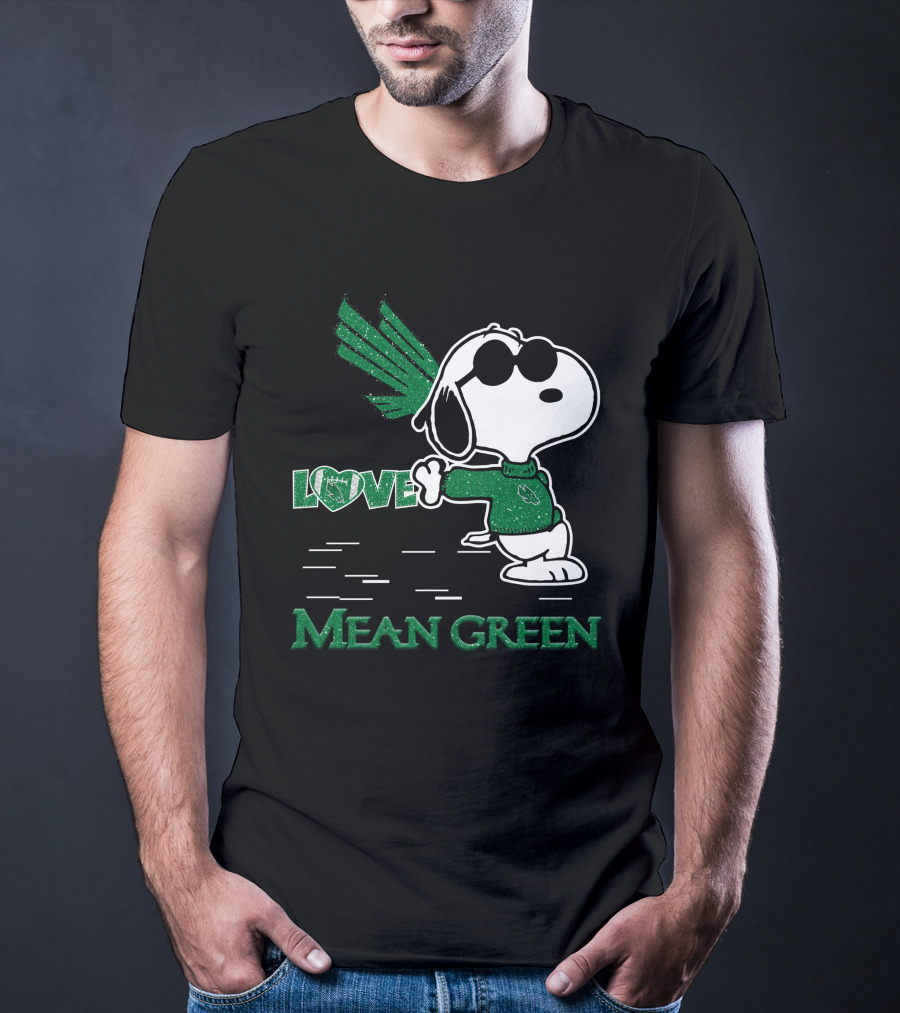 Snoopy Heart Love North Texas Mean Green Peanuts T-Shirt