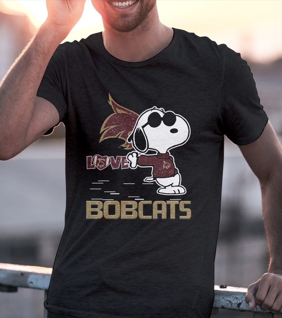 Snoopy Bobcats Love Texas State Bobcats T-Shirt