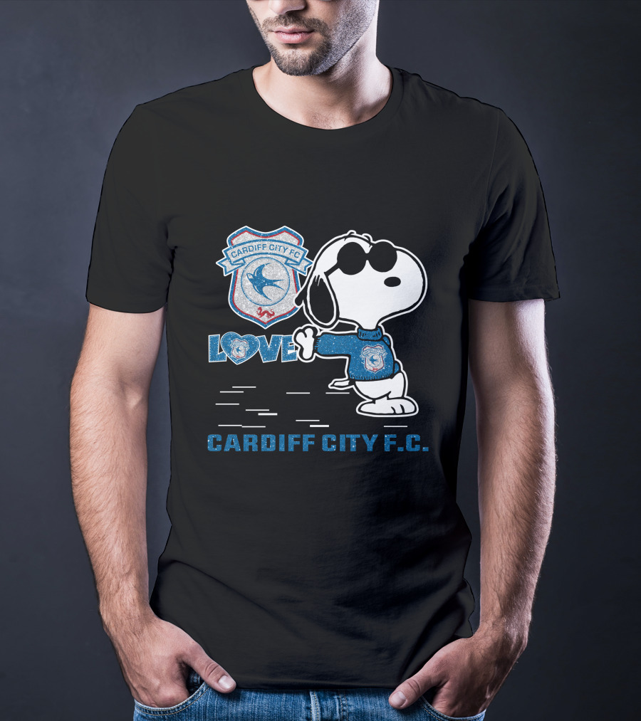 Snoopy Love Cardiff City F.c. T-Shirt