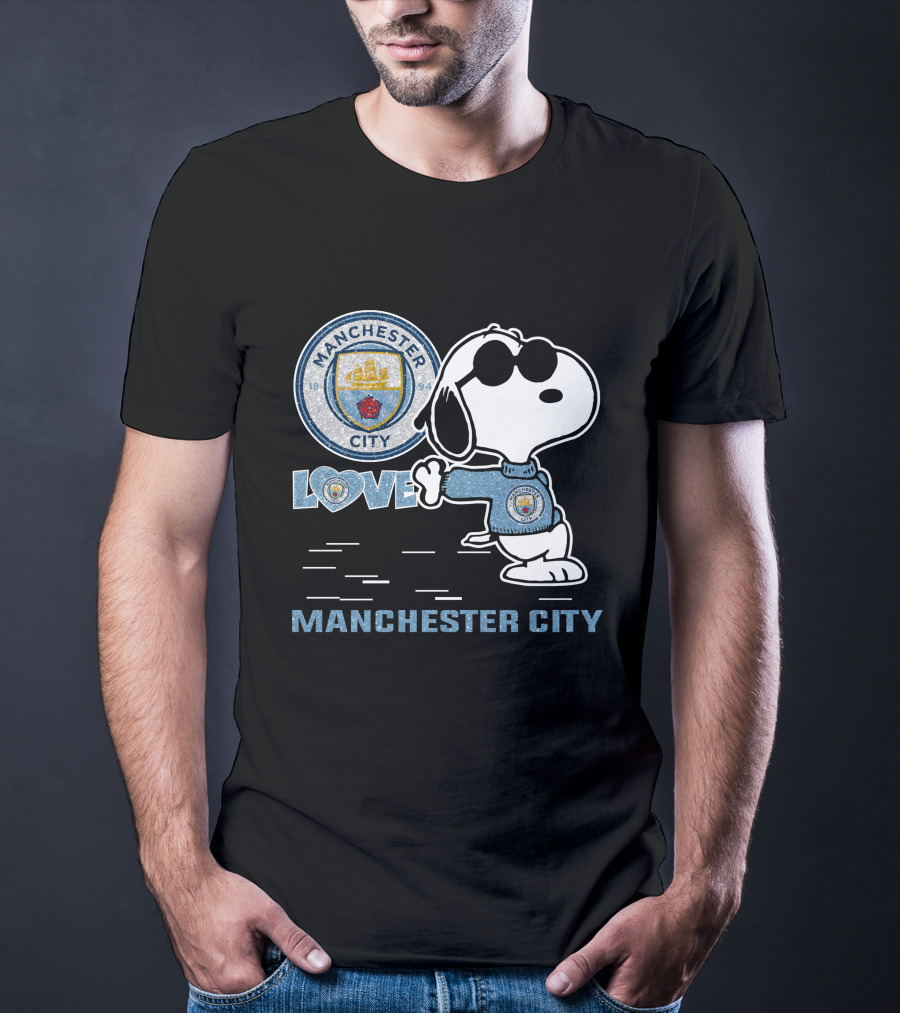 Snoopy Love Manchester City Badge Character Collection T-Shirt