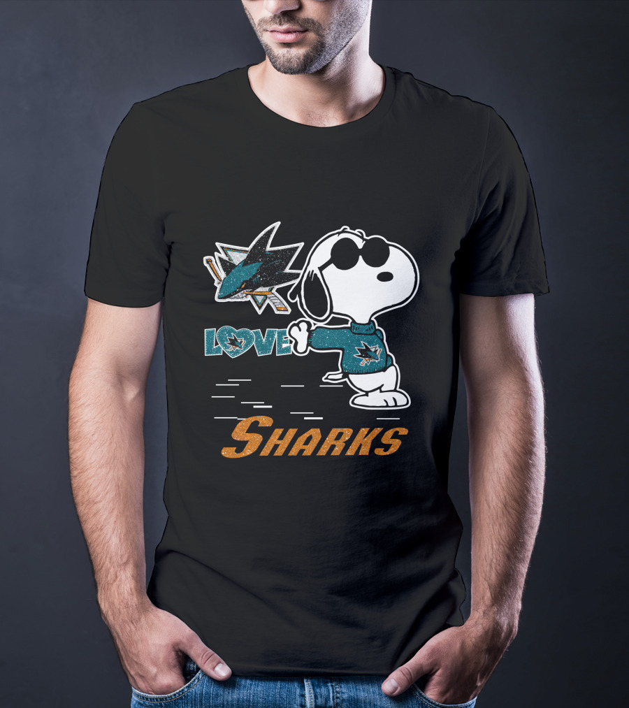 Snoopy Love San Jose Sharks Logo Hockey Enthusiast T-Shirt