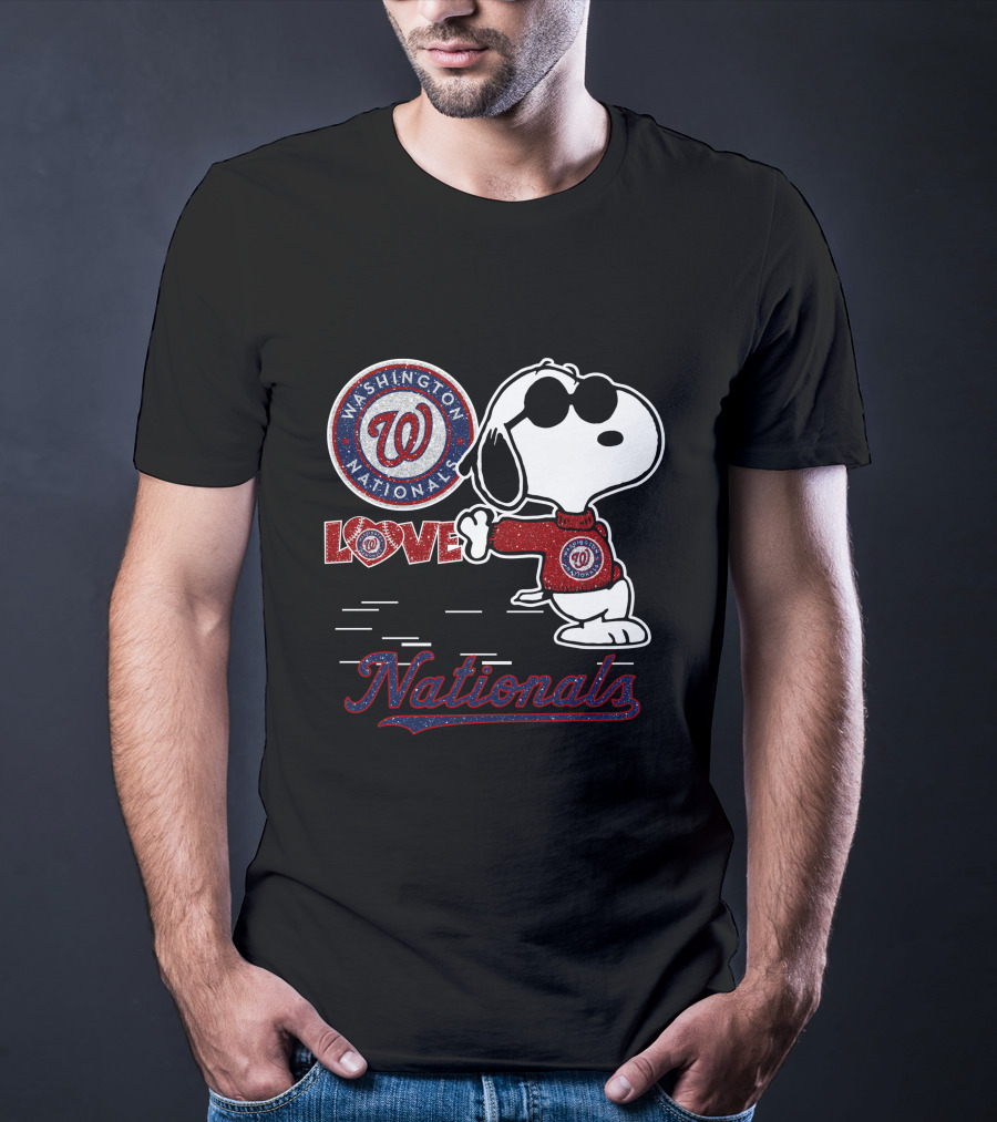 Snoopy Love Washington Nationals Logo Baseball T-Shirt