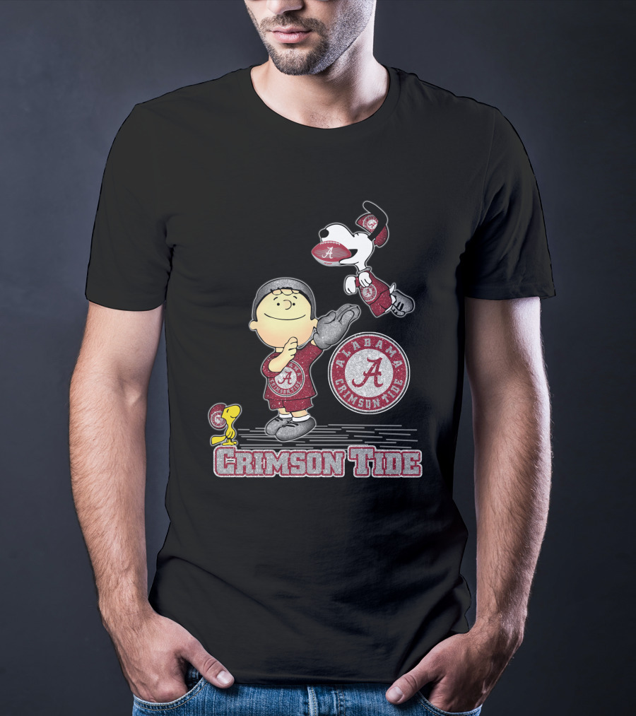 Snoopy And Woodstock Celebrate Alabama Crimson Tide Football T-Shirt