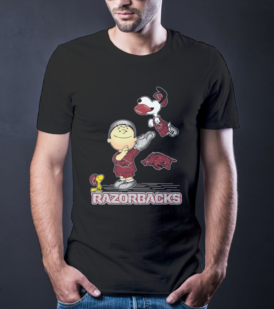 Snoopy And Friends Celebrating Arkansas Razorbacks Football T-Shirt