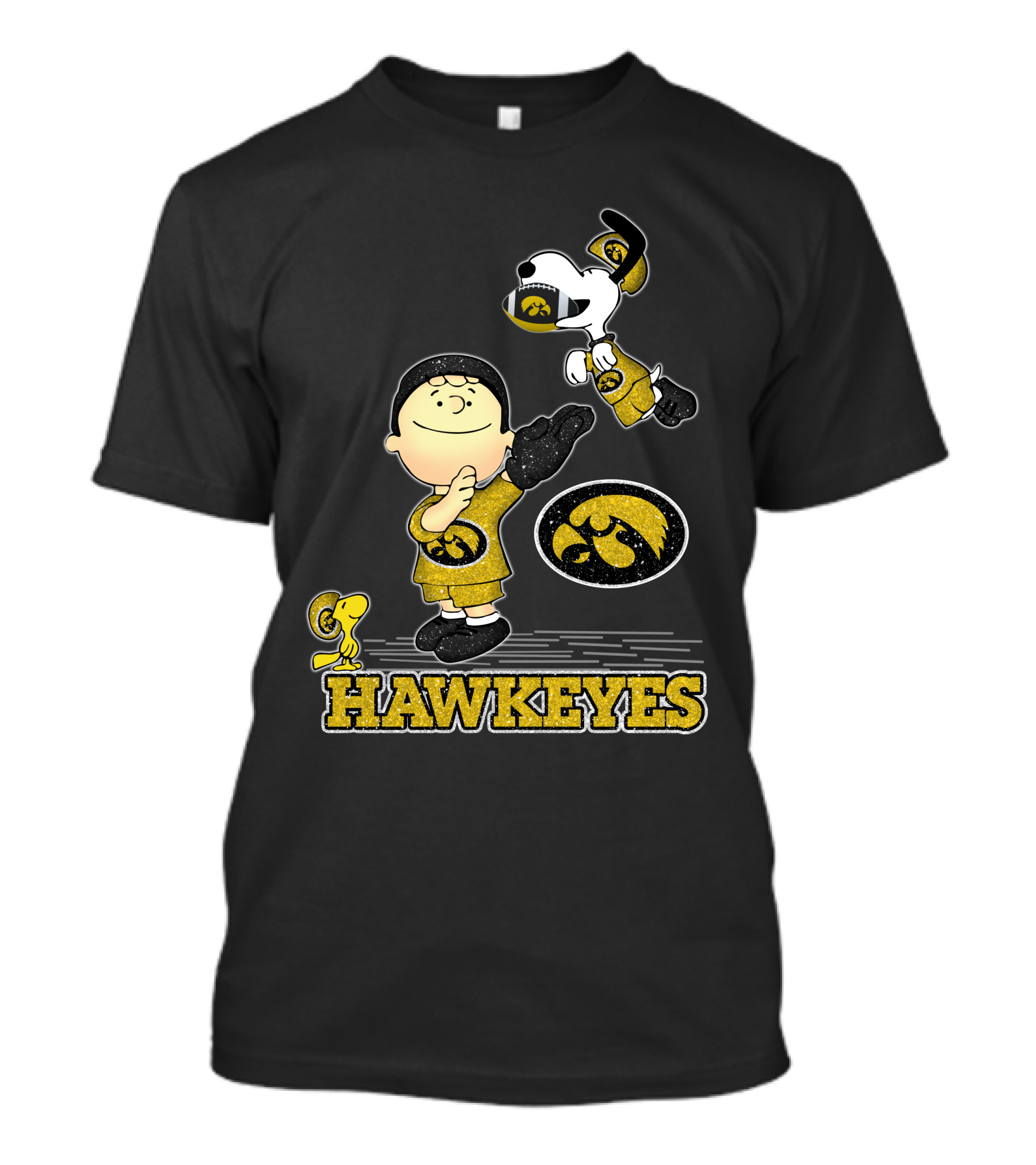 Snoopy And Woodstock Support Iowa Hawkeyes Football With Peanuts T-Shirt