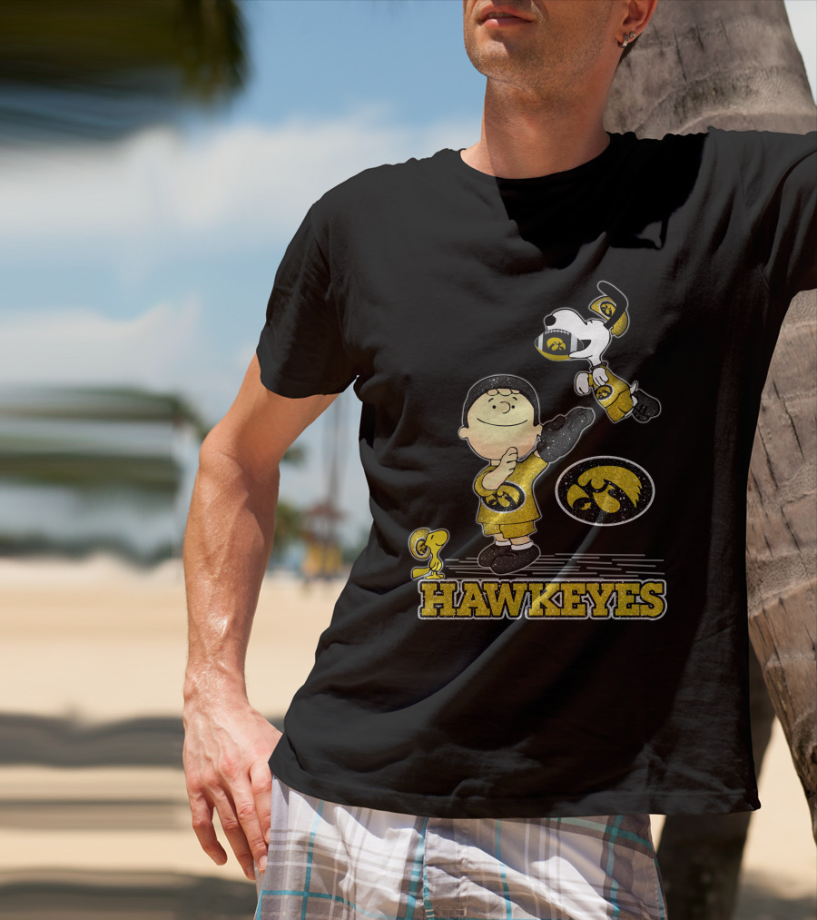 Snoopy And Woodstock Support Iowa Hawkeyes Football With Peanuts T-Shirt