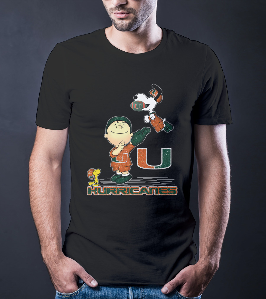 Snoopy And Woodstock Miami Hurricanes Football Team Enthusiasm T-Shirt
