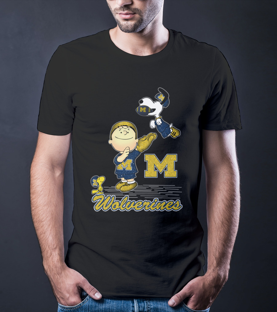 Snoopy And Wolverines Enthusiastic Team Spirit With Peanuts Characters T-Shirt