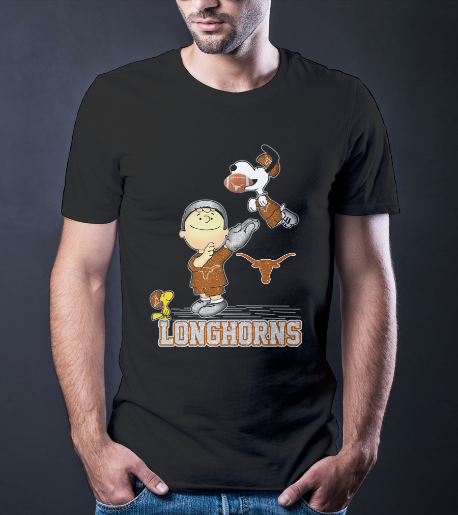 Snoopy Longhorns Peanuts Football Charlie Brown Texas Fans T-Shirt