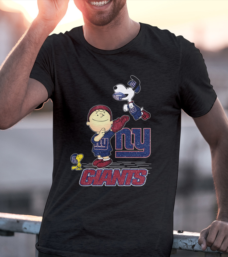 Snoopy Love New York Giants Ny Giants Football Charlie Brown Woodstock T-Shirt