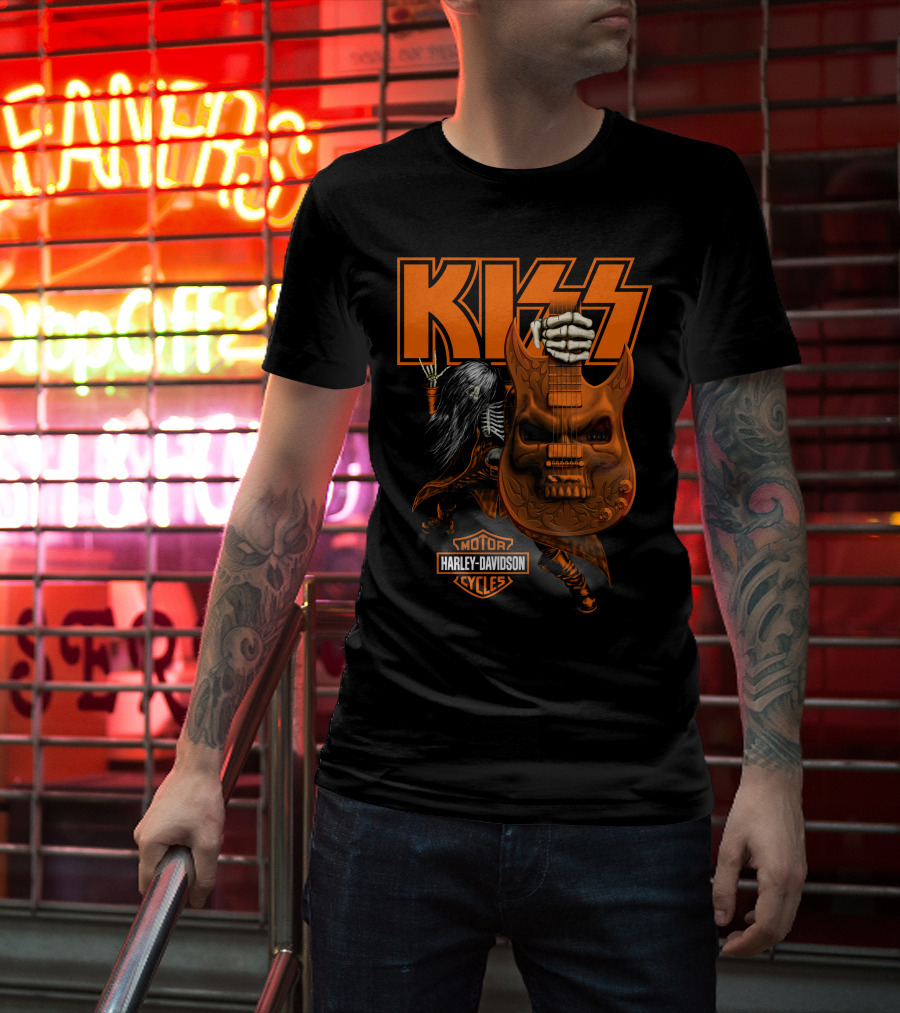 Kiss Harley Davidson Skeleton Guitar T-Shirt