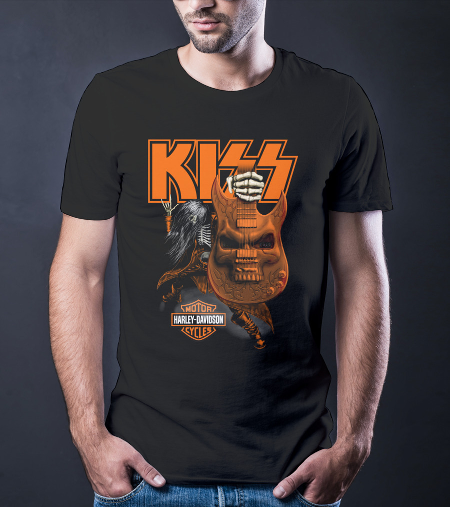 Kiss Harley Davidson Skeleton Guitar T-Shirt