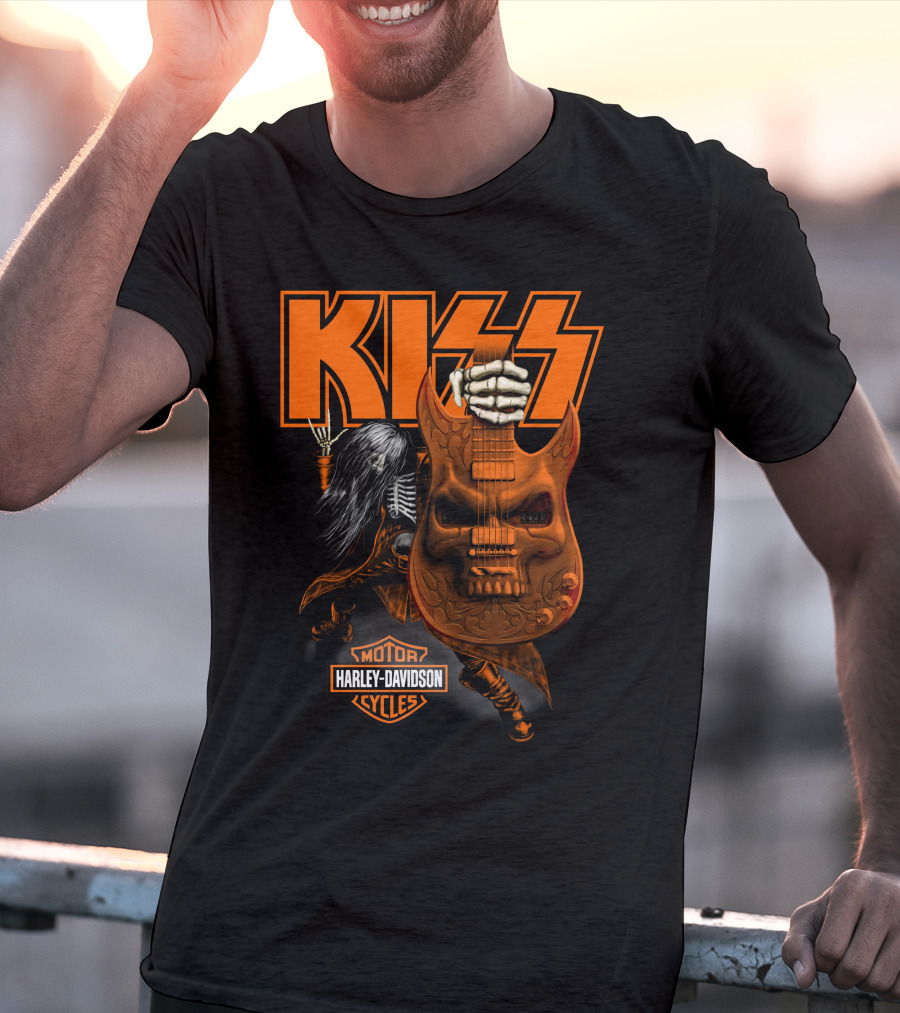 Kiss Harley Davidson Skeleton Guitar T-Shirt