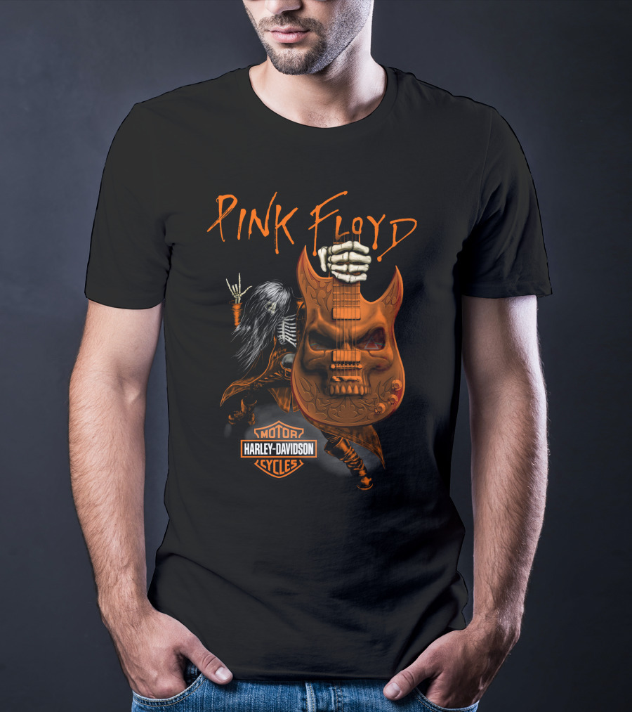 Pink Floyd Harley Davidson Skull Guitar T-Shirt