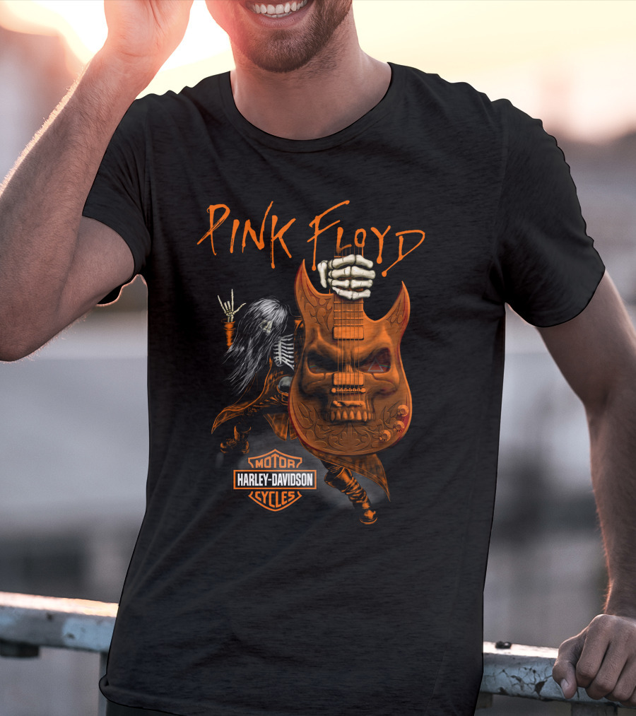 Pink Floyd Harley Davidson Skull Guitar T-Shirt