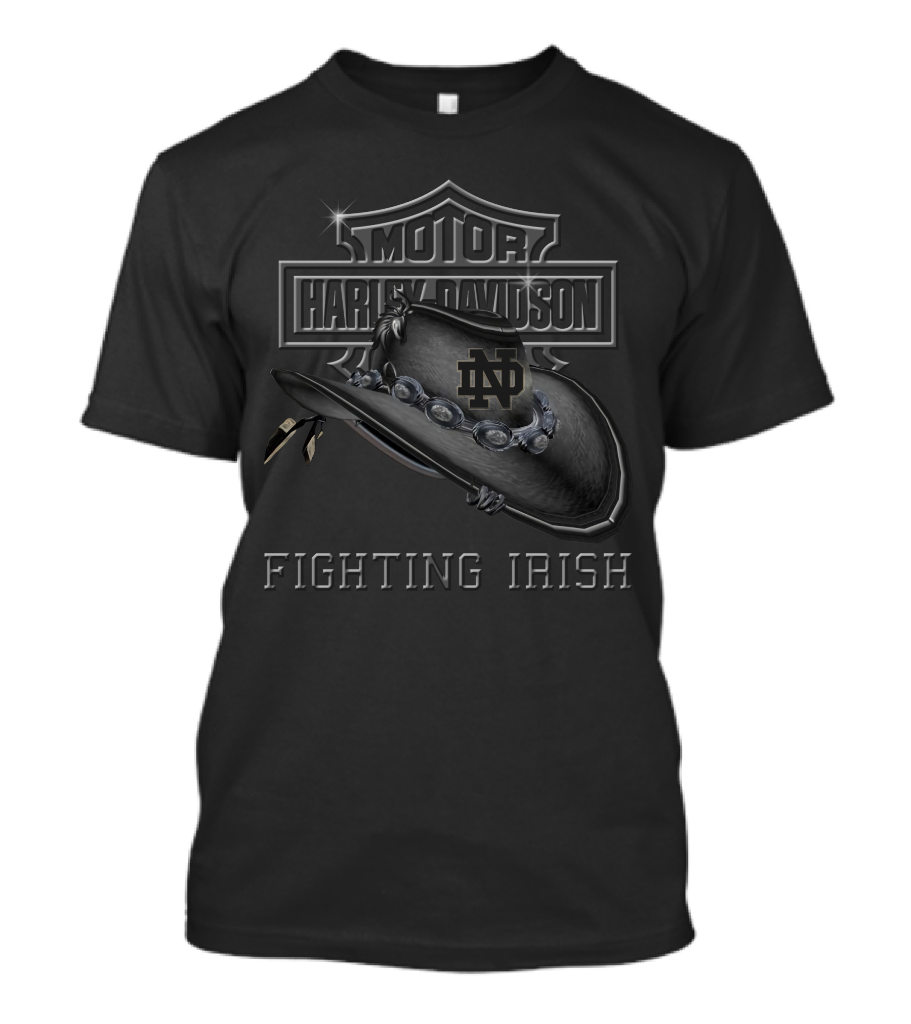 Notre Dame Fighting Irish Harley Davidson Nd Logo Cowboy Hat T-Shirt