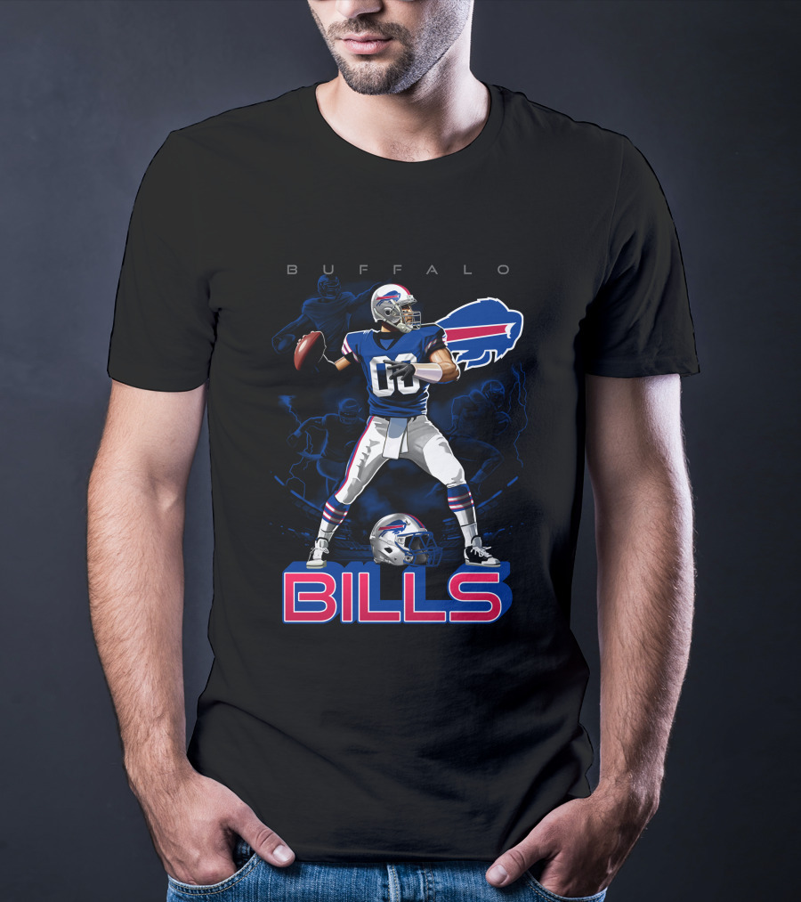 Buffalo Bills Football Player With Helmet T-Shirt