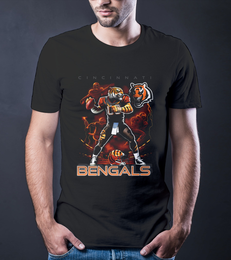 Cincinnati Bengals Tiger Football Player Iconic T-Shirt
